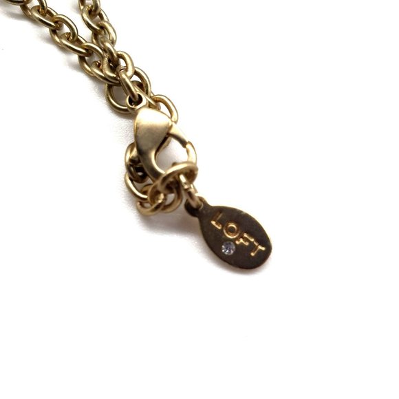 Loft Necklace Womens Brass Tone Triangle Black White Costume 16" Neck Extension - Picture 6 of 6